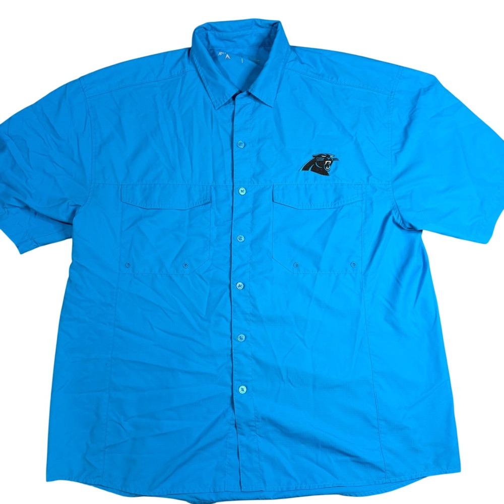 Antigua Carolina Panthers Fishing Shirt Mens XL Blue Ripstop Button Up NFL
